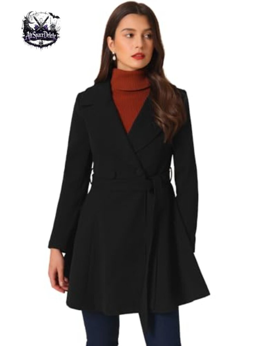A-Line Peacoat Double Breasted Belted Mid-Length Winter Coat